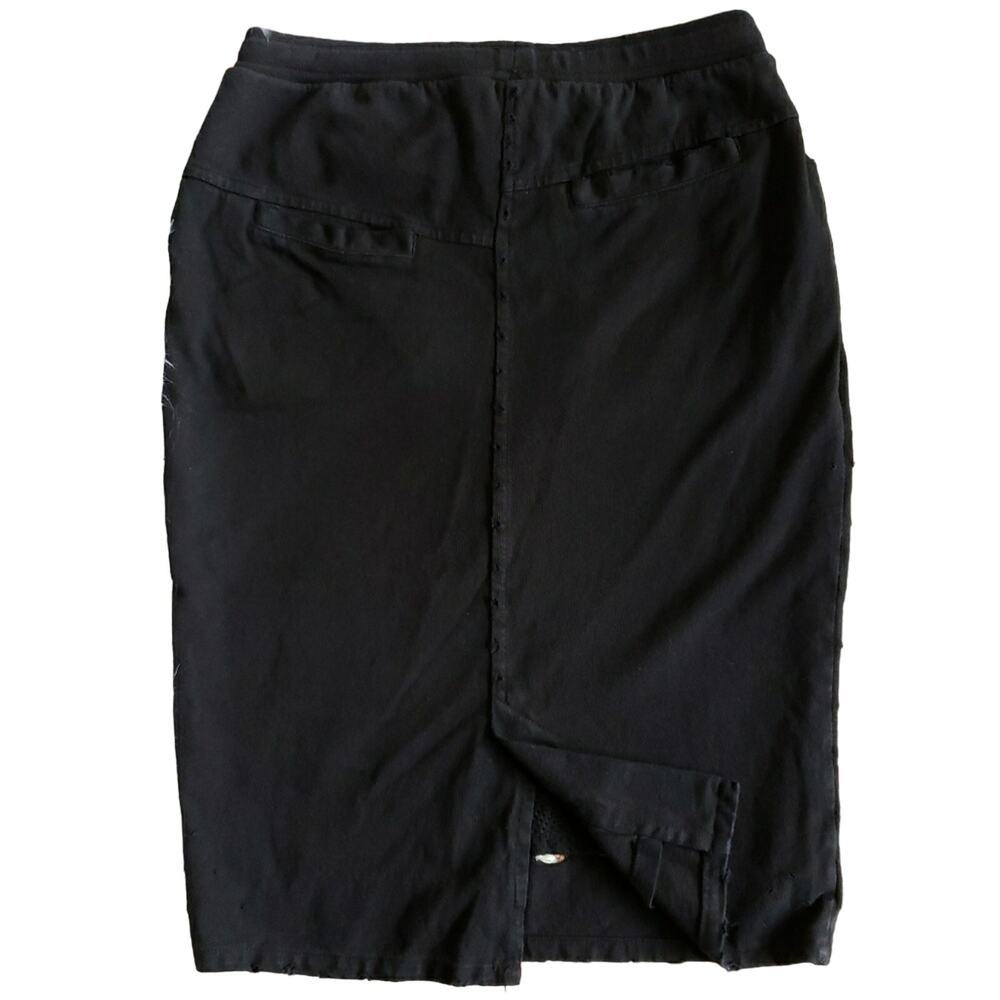 DRIFTER ultra distressed destroyed cotton black casual pencil skirt Size S NEW - Picture 6 of 9